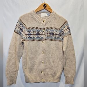Vintage 90s Wool Nordic Fair Isle Button Front Cardigan